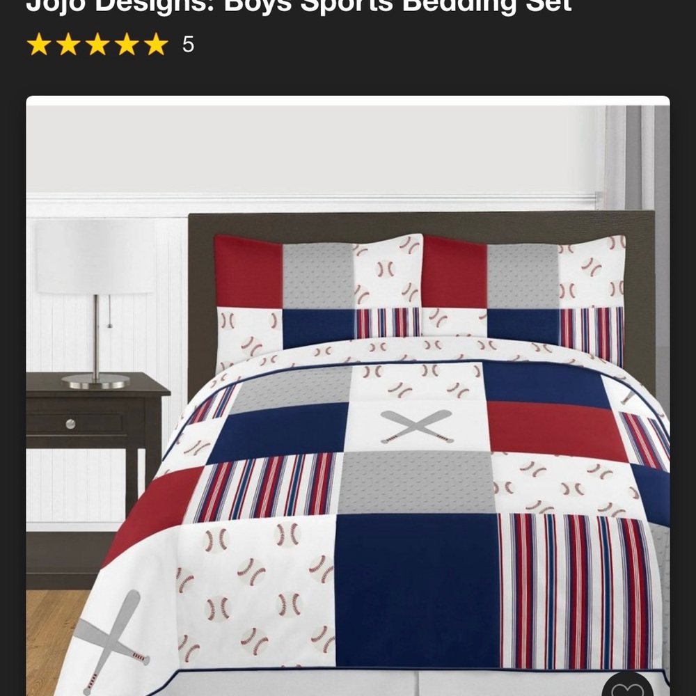Red and Blue Comforter Set with Patchwork Design